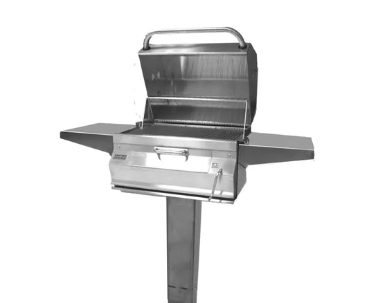 Fire Magic 24" Legacy Smoker Freestanding Charcoal Grill On Patio Post in Stainless Steel (22-SC01C-P6)