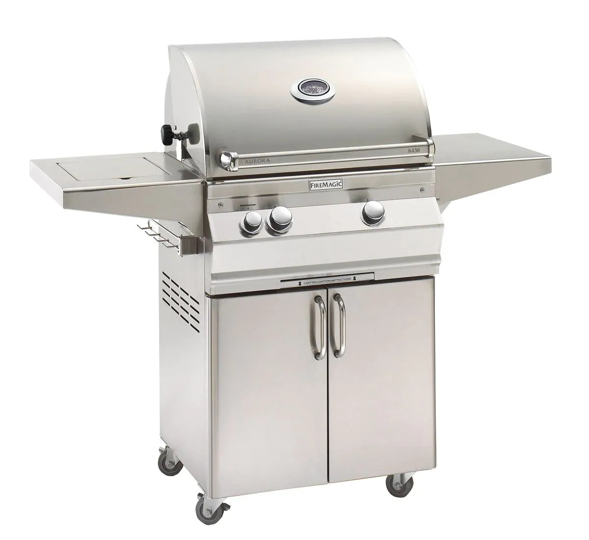 Fire Magic Aurora 24" Propane Gas Freestanding Grill, Single Side Burner, 1 Sear Burner and Analog Thermometer (A430S-7LAP-62)