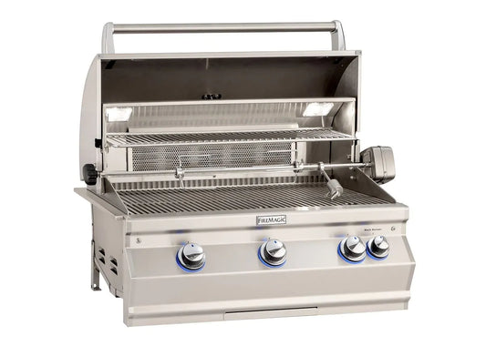Fire Magic Aurora A540i 30" Natural Gas Built-In Grill with 1 Sear Burner, Backburner, Rotisserie Kit and Analog Thermometer (A540I-8LAN)