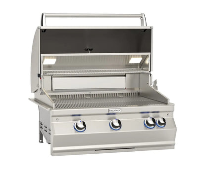 Fire Magic Aurora A660i 30" Propane Gas Built-In Grill with 1 Sear Burner, Backburner, Rotisserie Kit and Analog Thermometer (A660I-8LAP)