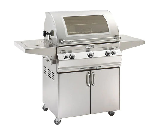 Fire Magic Aurora A660s 30" Natural Gas Freestanding Grill, Single Side Burner, Backburner, Rotisserie Kit, Magic View Window and Analog Thermometer (A660S-8EAN-62-W)