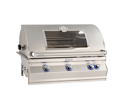 Fire Magic Aurora A790i 36" Propane Gas Built-In Grill with 1 Sear Burner, Backburner, Rotisserie Kit, Magic View Window and Analog Thermometer (A790I-8LAP-W)