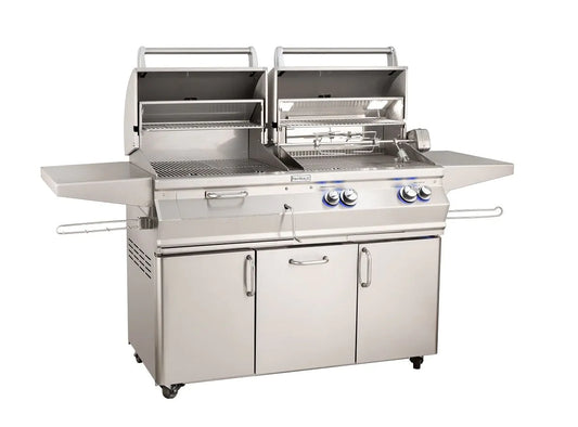 Fire Magic Aurora A830s 46" Propane Gas and Charcoal Freestanding Dual Grill with 1 Sear Burner and Analog Thermometer (A830S-7LAP-61-CB)