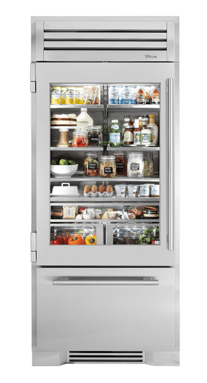 True Residential TR36RBFLSGA 36 Inch Stainless Glass Door Left Hinge Refrigerator With Bottom Freezer