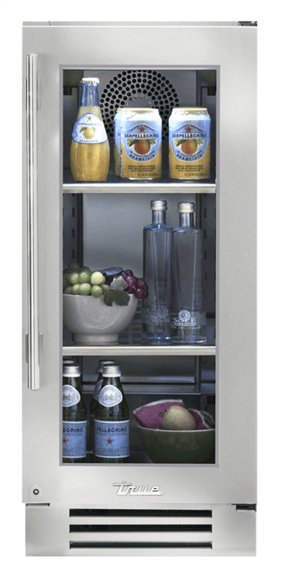 True Residential TUR15RSGC 15 Inch Stainless Glass Door Right Hinge Undercounter Refrigerator