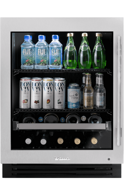 True Residential TUBADA24LGAS 24 Inch Stainless Glass Door Left Hinge Ada Height Undercounter Beverage Center