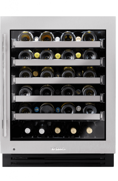 True Residential TUWADA24RGAS 24 Inch Single Zone Stainless Glass Door Right Hinge Ada Height Undercounter Wine Cabinet