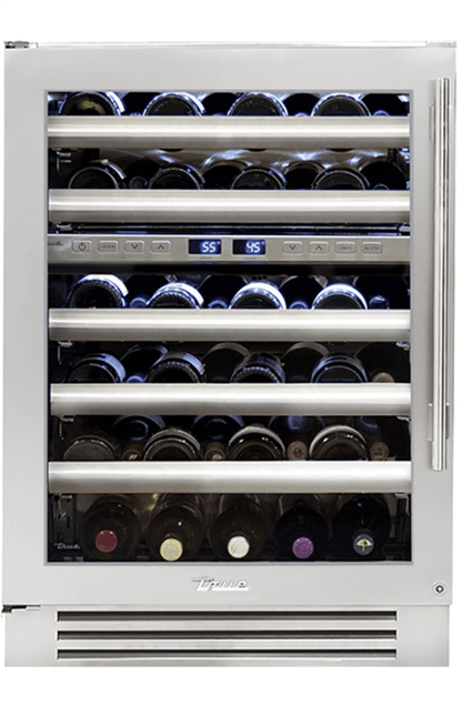 True Residential TWC24DZLSGC 24 Inch Dual Zone Stainless Glass Door Left Hinge Undercounter Wine Cabinet