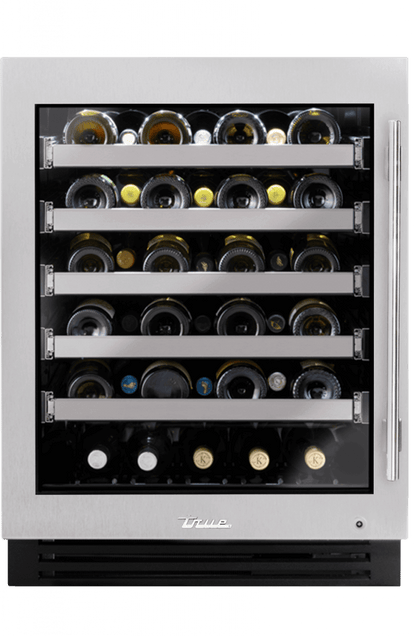True Residential TUWADA24LGAS 24 Inch Single Zone Stainless Glass Door Left Hinge Ada Height Undercounter Wine Cabinet