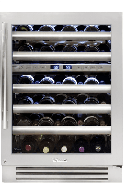 True Residential TWC24DZRSGC 24 Inch Dual Zone Stainless Glass Door Right Hinge Undercounter Wine Cabinet
