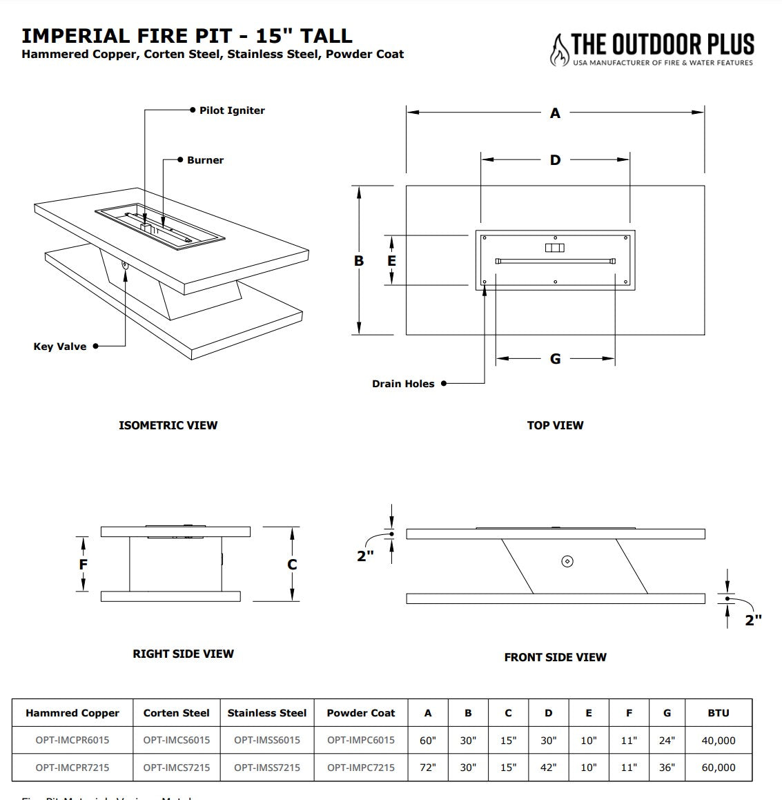 Imperial Powdercoated 15" Tall by The Outdoor Plus