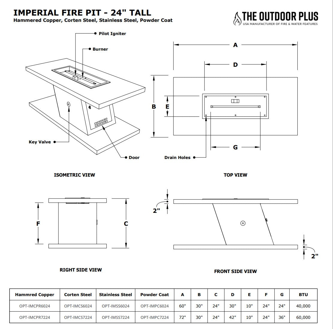 Imperial Powdercoated 24" Tall by The Outdoor Plus