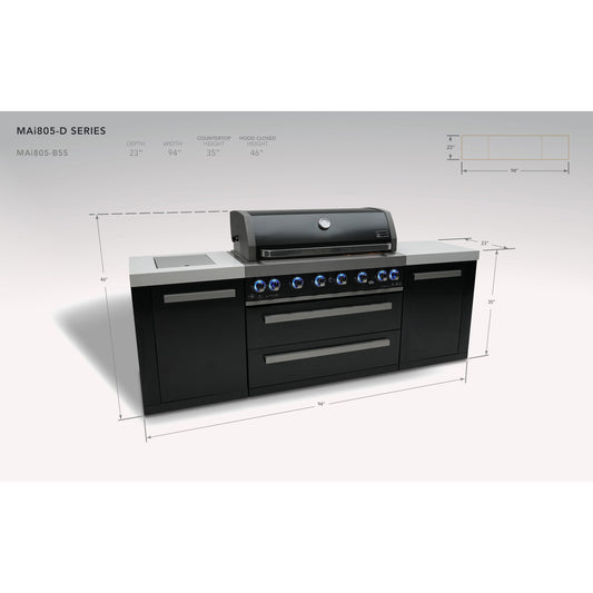 Mont Alpi 805 Black Stainless Steel BBQ Grill Island - MAi805-BSS