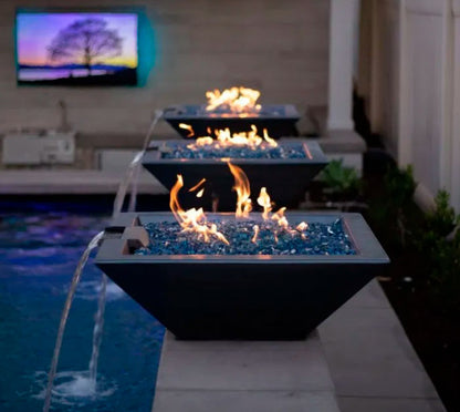 Maya Concrete Fire & Water Bowl by The Outdoor Plus - Free Cover Included