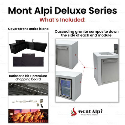 Mont Alpi 400 Deluxe BBQ Grill Island with Beverage Center & Fridge - MAi400-DBEVFC