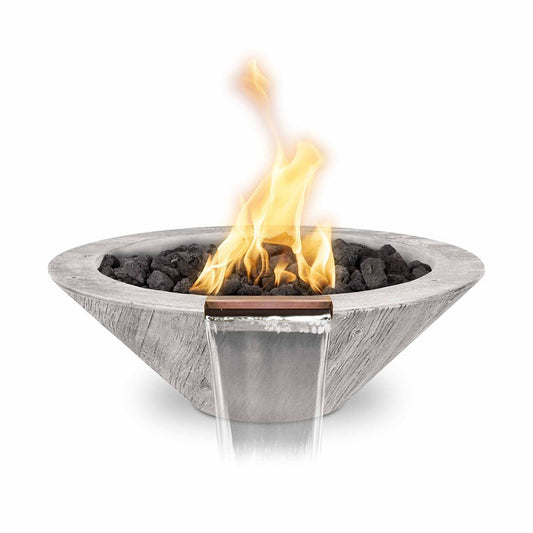 Cazo Wood Grain Concrete Fire & Water Bowl by The Outdoor Plus - Free Cover Included