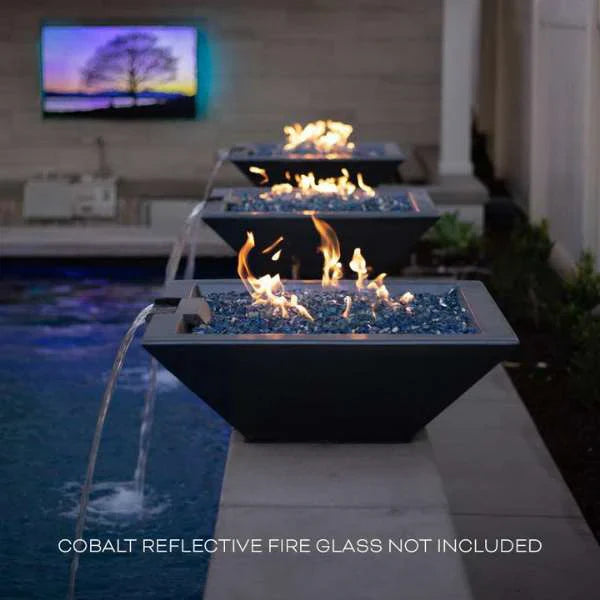Maya Wood Grain Concrete Fire & Water Bowl by The Outdoor Plus - Free Cover Included