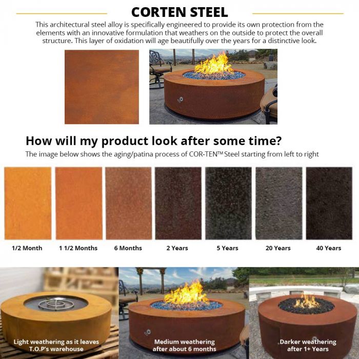 Salinas Metal Fire Table by The Outdoor Plus - Free Cover Included